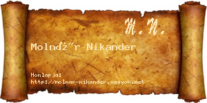 Molnár Nikander névjegykártya